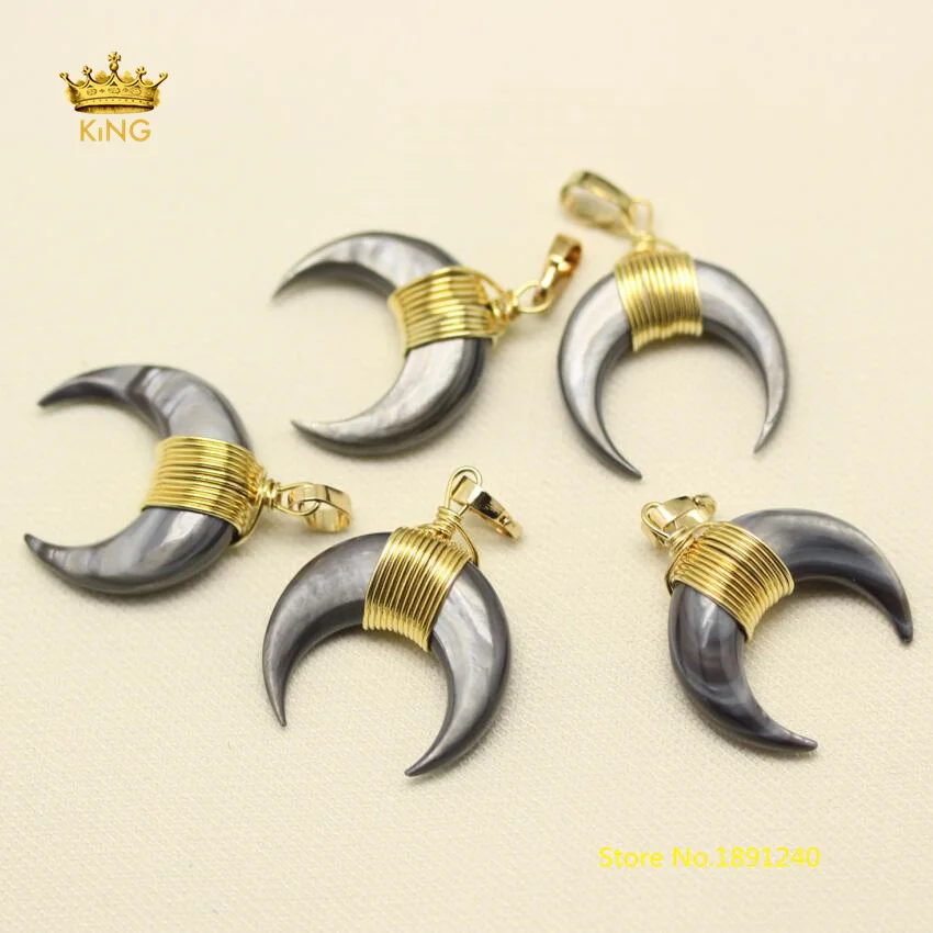 10 шт. Массовая форма Полумесяца двойной кулон позолоченный Золотой медный