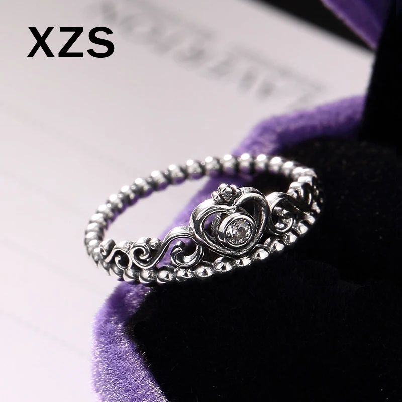 

100% Authentic 925 Sterling Silver Crown Heart Zircon Rings China Style Vintage Hand Made For Women Luxury Gift Jewelry JZC-8077
