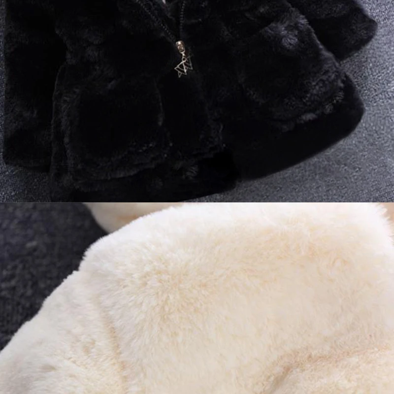Snowsuit Faux Fur Fleece Coat Baby Hooded Solid Color Jacket Outerwear New Winter Baby Girls Clothes Pageant Warm Jacket