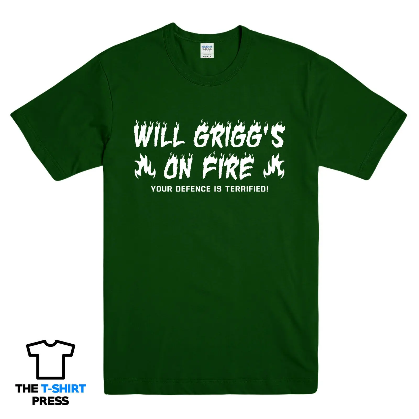 WILL griggs ON FIRE Забавный футбольный мужской футболки WIGAN IRELAND CHANT SONG TEE TOP | Мужская
