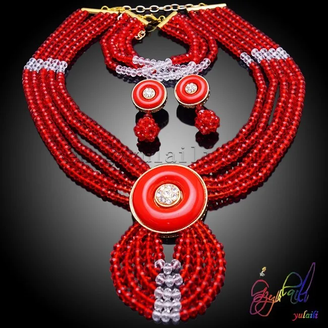 Free Shipping Gold Plated African Wedding Bridal Jewelry Set Dubai Beads Women Fashion |