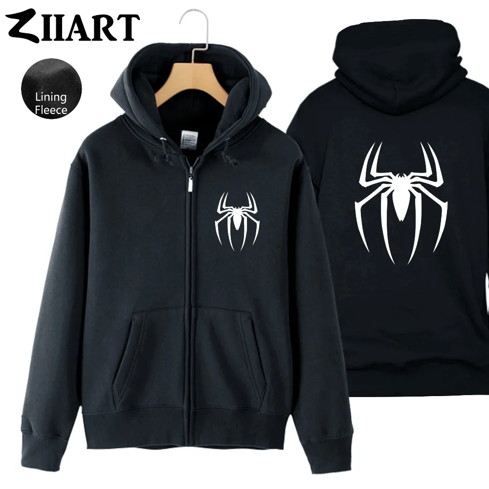 Женская флисовая куртка на молнии с капюшоном Venom-Logo крутая черная одежда