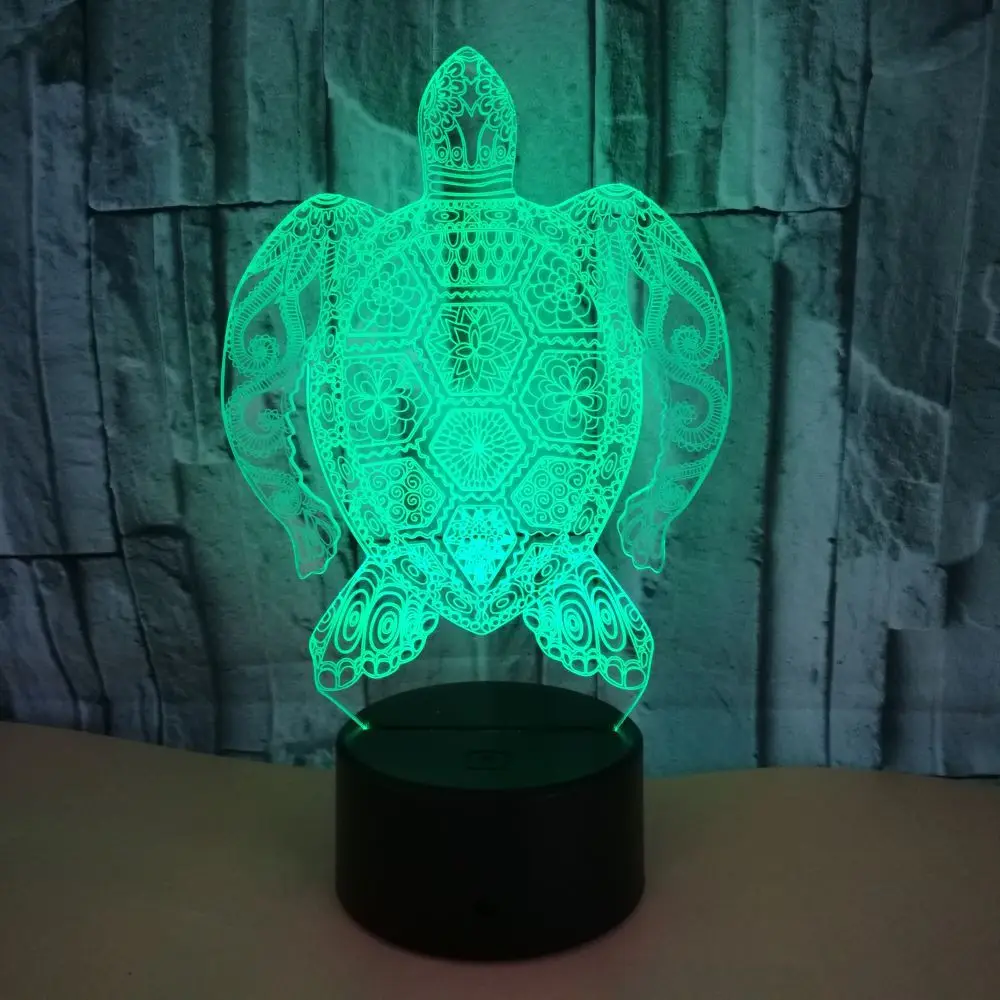 3d ночник в виде черепахи с цветным сенсорным пультом дистанционного управления