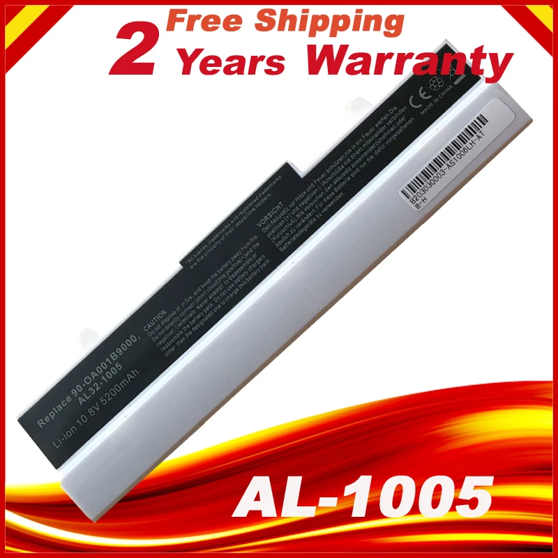 

White Laptop Battery For Asus Eee PC 1001HA 1005 1005H 1005HA AL31-1005 AL32-1005 ML32-1005 PL32-1005 bateria accu