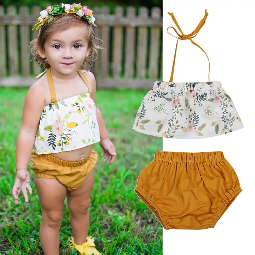 2 шт.! Новорожденный малыш одежда для малышей комплект одежды девочек Цветочный