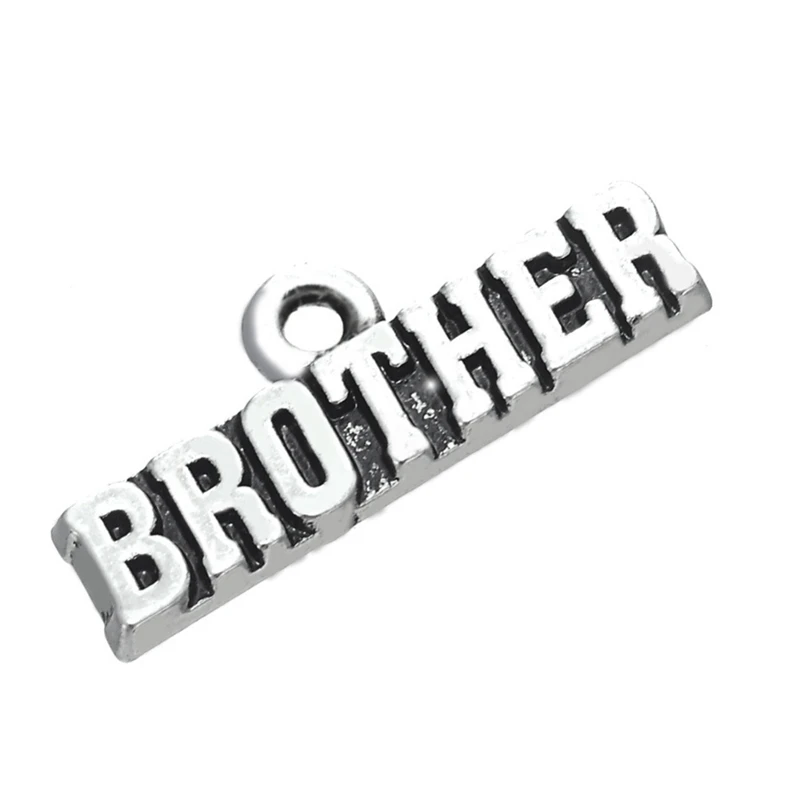 Подвеска с надписью винтажный античный серебряный Brother ювелирные аксессуары для