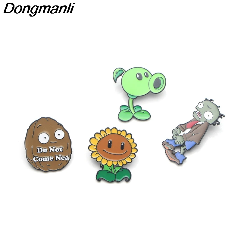 P3766 Dongmanli забавные растения зомби металлические эмалированные броши и булавки для отворота значок для рюкзака подарки воротник ювелирные изделия