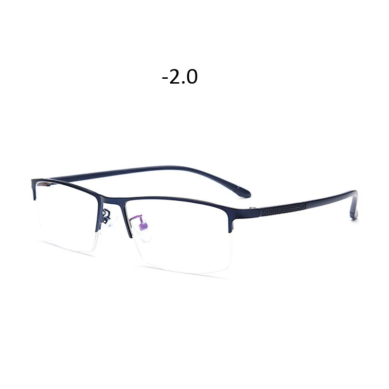 blue myopia 2.0 Zilead полуоправа анти-синий светильник очки для близорукости Ретро Классические мужские Бизнес близорукие очки унисекс-0,75 до-4,0 - Цвет оправы: blue myopia 2.0