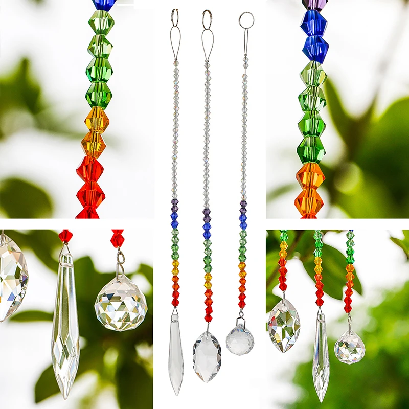 H & D набор из 3 чакра хрустальные призмы окно Suncatcher Радуга создатель подвесной