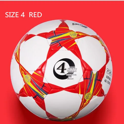 RED SIZE 4 Футбольный мяч, размер 5 Размер 4 футбольный мяч ПУ гранулы бесшовные матч Чемпион тренировочный мяч Оборудование Мягкий сенсорный ребенок - Цвет: RED SIZE 4