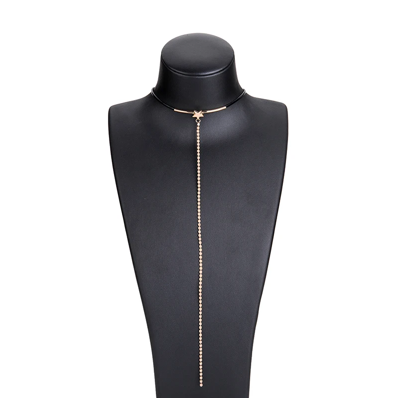 Manerson Fashion Simply Pendant Necklace Statement Leather Chain Zinc Alloy Drop Wool Sweater Accessories for women Necklaces | Украшения и