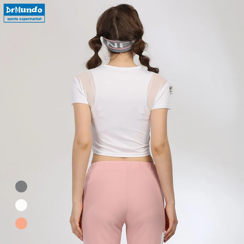 Женская спортивная белая укороченная футболка для йоги футболки шорты топы