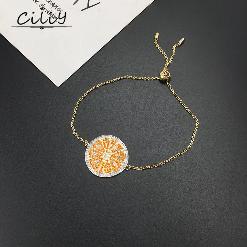 Lucky браслеты для женщин AAA циркон лимон золотой цвет подарок регулируемый браслет