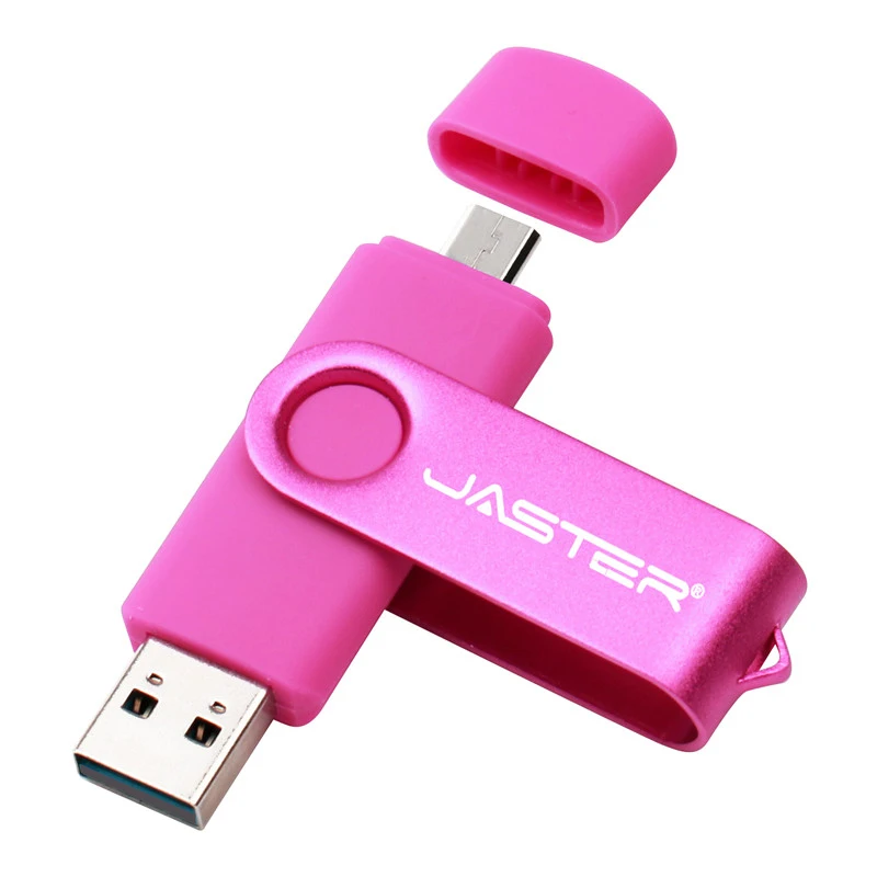 JISTER Usb 2,0 OTG USB флеш-накопитель, смартфон, планшетный ПК, 4 ГБ, 8 ГБ, 16 ГБ, 32 ГБ, 64 ГБ, 128 ГБ, флешки OTG, Usb флешка с реальной емкостью - Цвет: Pink