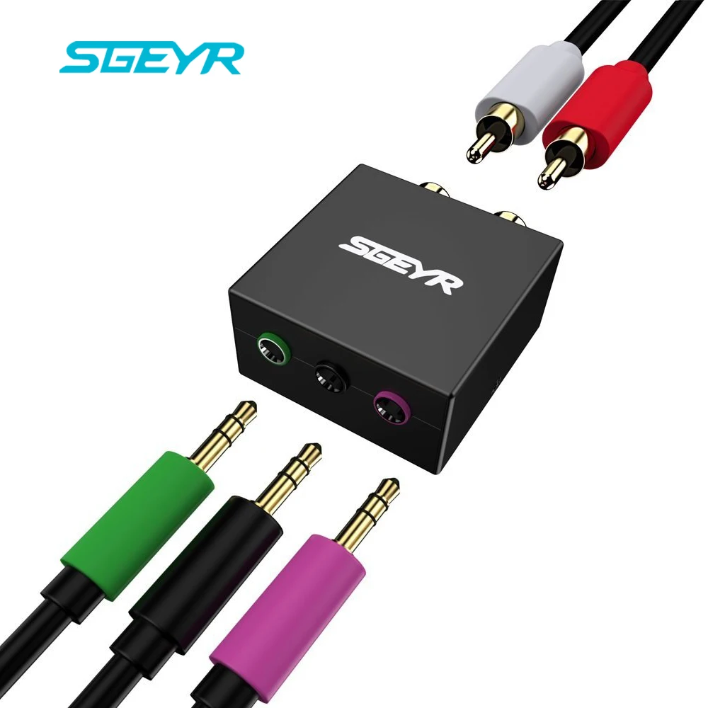 

SGEYR 5.1 Audio Console Adapter Convert Stereo RCA to 3 x 1/8 (3.5mm) Jack Bidirectional Conversion for 5.1 Multimedia Speaker