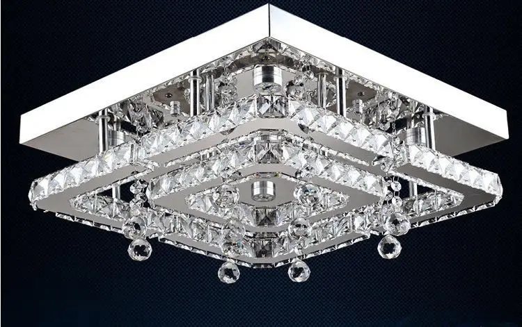 Современный хрустальный потолочный светильник со стеклянным абажуром золотой