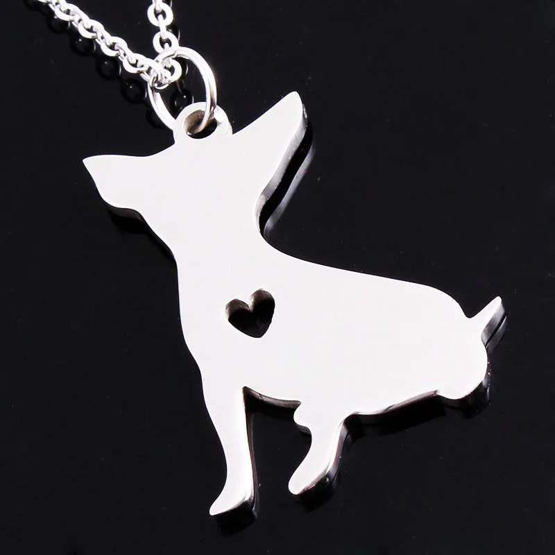 Нержавеющая сталь животных Собака серебряный Чихуахуа Цепочки и ожерелья