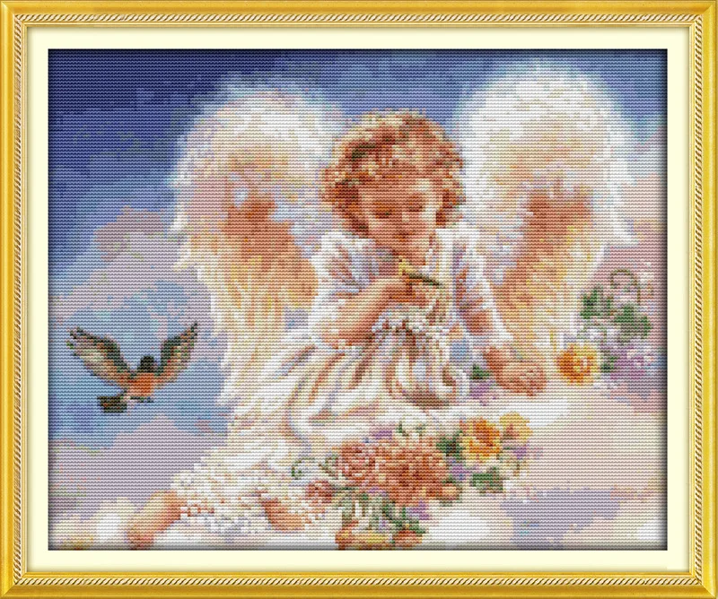 Набор для вышивки крестиком The little angel and birds DMC|cross stitch kits|counted cross kitsprinted kits |