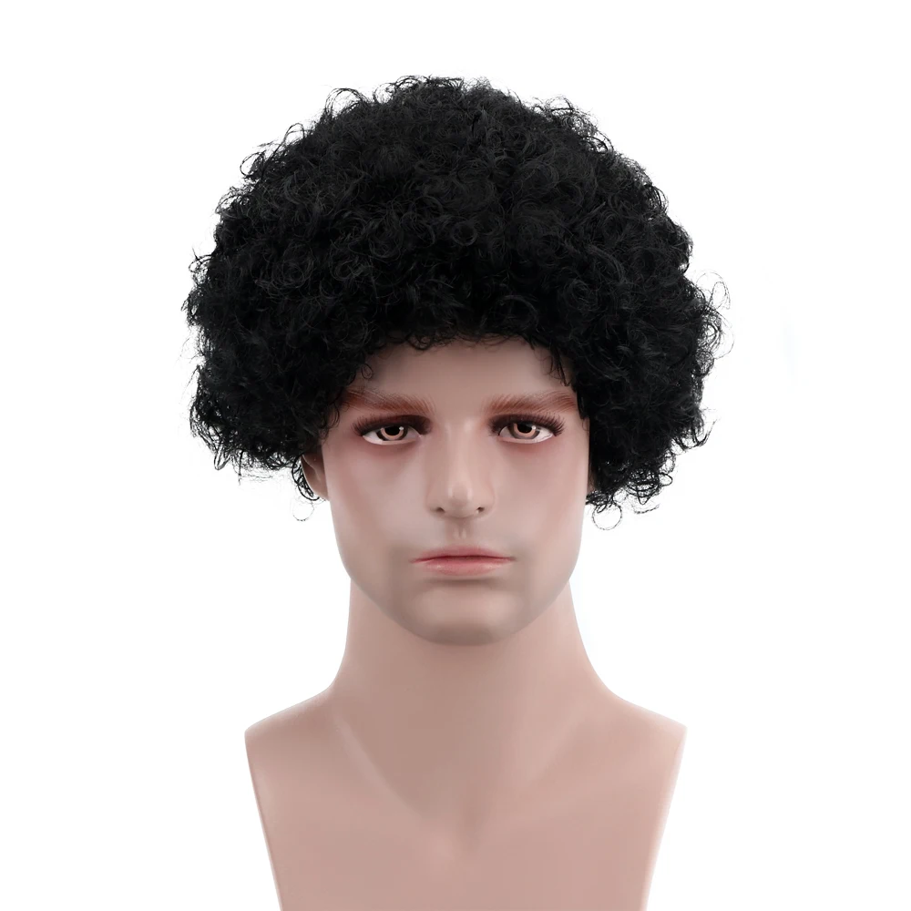 

Free Beauty 8" Short Black Fancy Funny Clown Afro Synthetic 70s 80s Disco Fluffy Retro Hippie Wig for Party Christmas Halloween