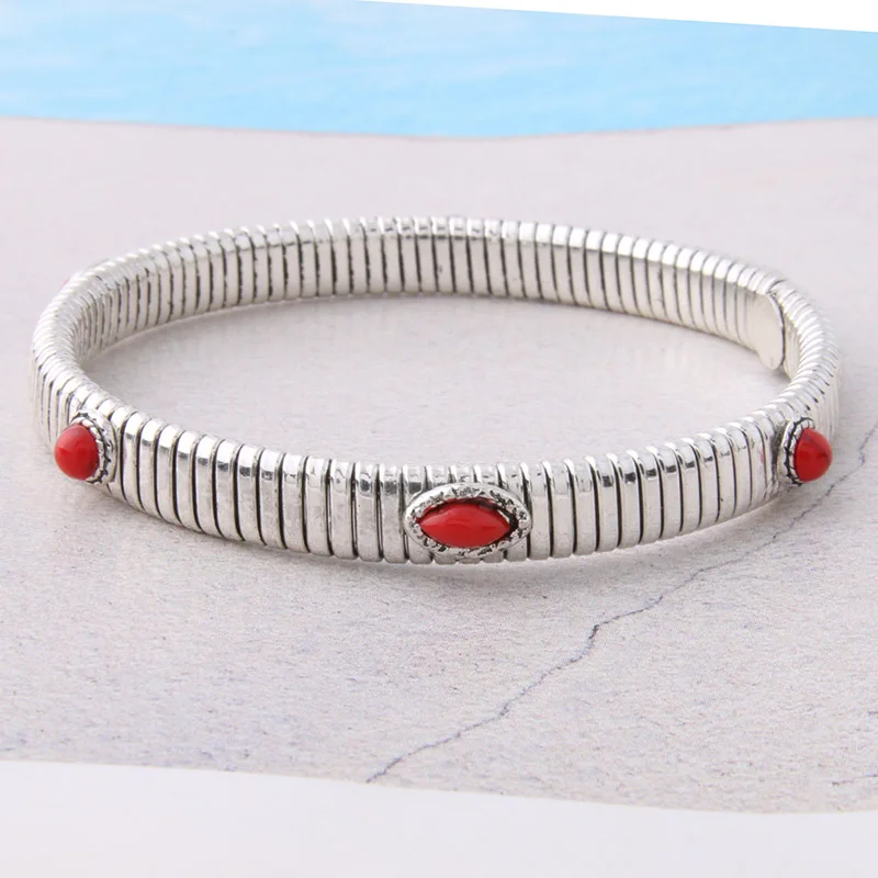 7mm silver red NeeFuWoFu 7 мм пружинный цепной серебряный браслет медные натуральные браслеты из камней Богемия де Мадера Pulseira Estrela de Cinco эластичный - Окраска металла: 7mm silver red