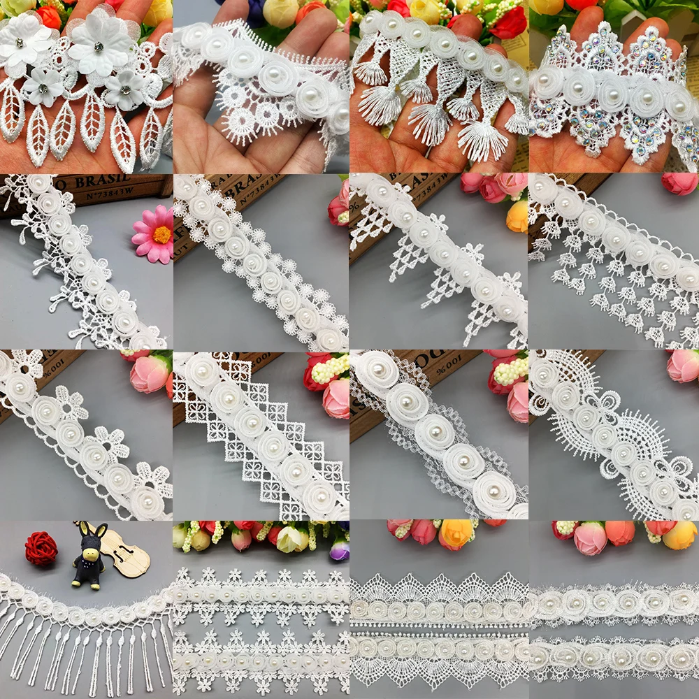 1 Yd винтажная Цветочная жемчужная кисточка кружевная отделка свадебная одежда