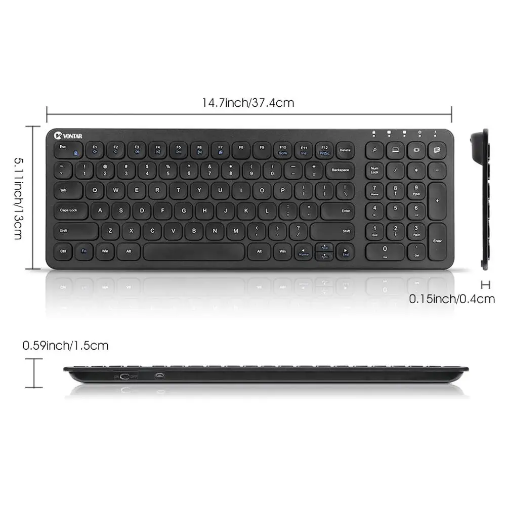 VONTAR K02 2,4 ГГц ультра тонкая Бесшумная Клавиатура для Windows Mac PC/Smart tv и Windows 10/8/7