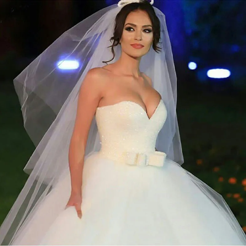 Роскошное пышное свадебное платье 2019 Новая мода с кристальным верхом бальное