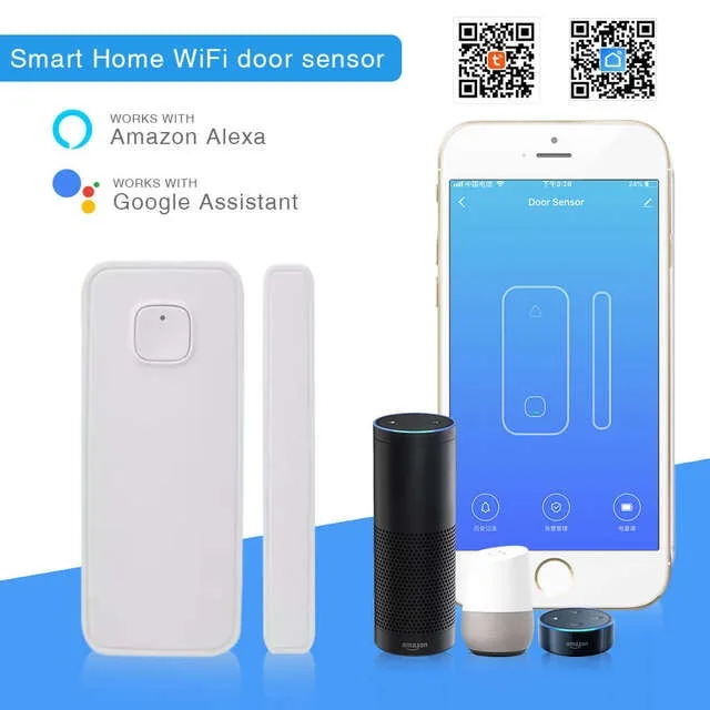 Беспроводной датчик двери Tuya Smart Life с Wi Fi домашняя сигнализация для окон работает