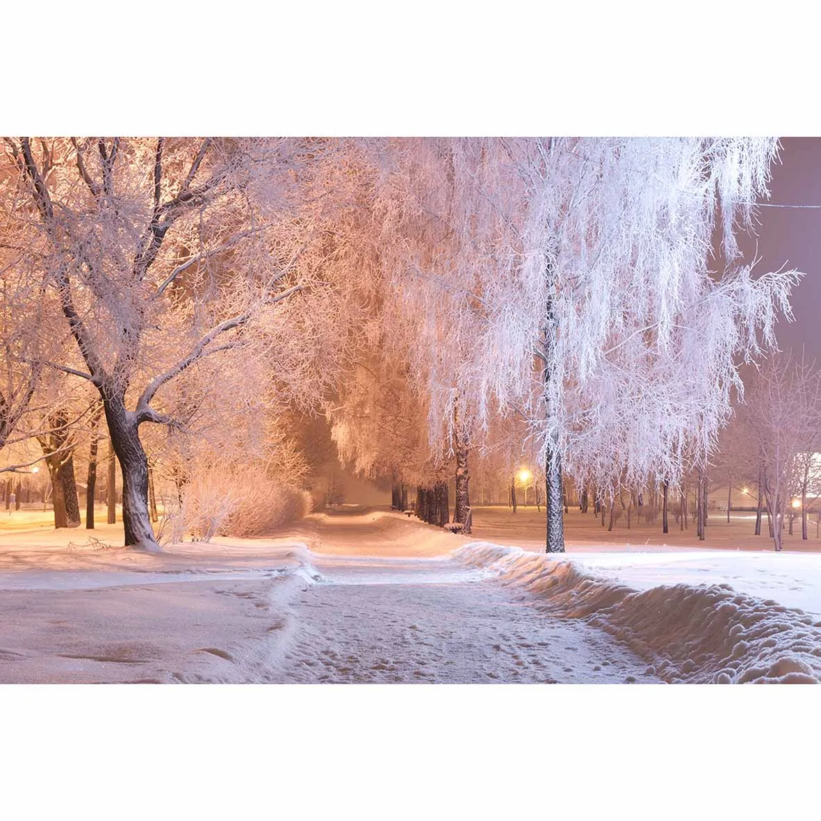 Фон для фотосъемки Allenjoy с изображением улицы города дорожки фонаря зимнего