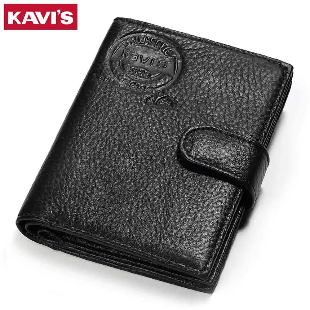 Кошелек KAVIS из натуральной кожи для мужчин, держатель для паспорта, кошелек для монет, портфель Magic Walet, мужской кошелек, мини кошелек, Обложка для паспорта - Цвет: Black-M