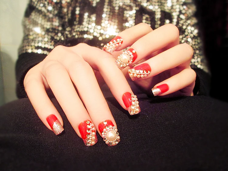 24 шт поддельные ногти Ложные кончики для маникюра жемчужные инструменты дизайна