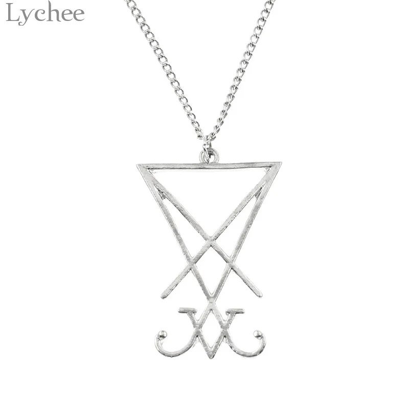 Lychee Мода сплав sigil of Lucifer ожерелье с подвеской сатана унисекс звено цепи Цепочки и