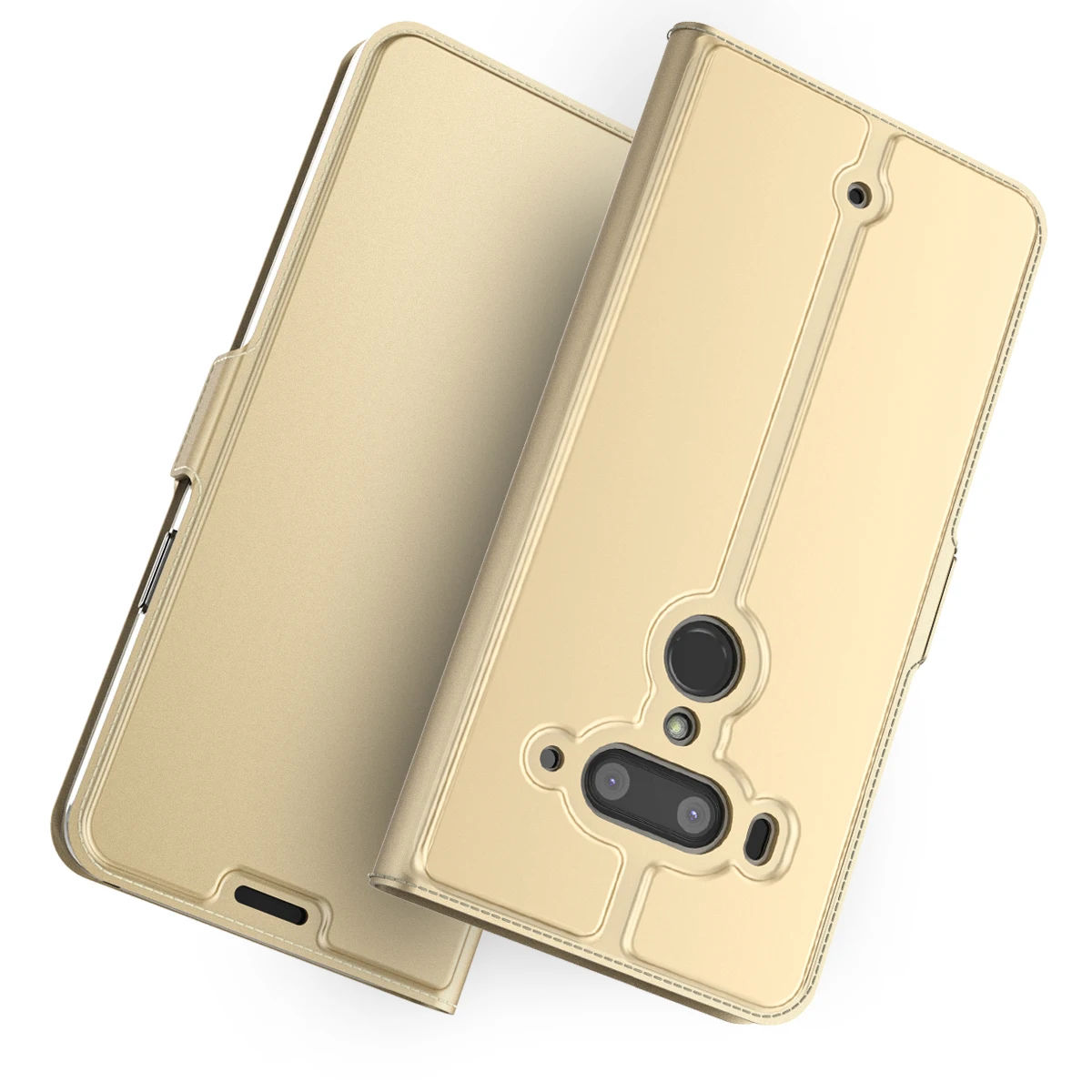 Для htc U12 Plus чехол из искусственной кожи флип-чехол с подставкой Чехол с карманом для всего тела с держателями карт и магнитной пряжкой - Цвет: Золотой