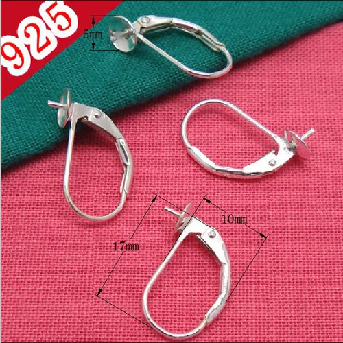 Factory Price-Min 20piece,925 Sterling Silver Color 17*10mm Lever-back Earring Hook Parts with 4mm Tray for diy Earring Jewelry