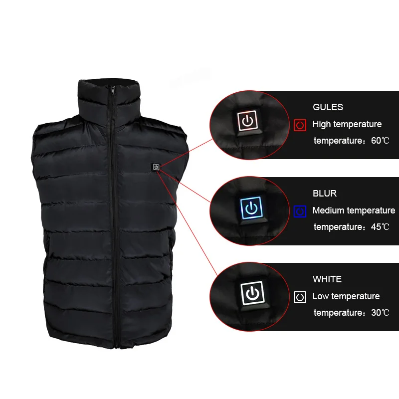 WINNA NEW USB Three Speed Intelligent Temperature Control Heating Polyester Outdoor Vest Keep Body Warm For Skiing Camping | Спорт и