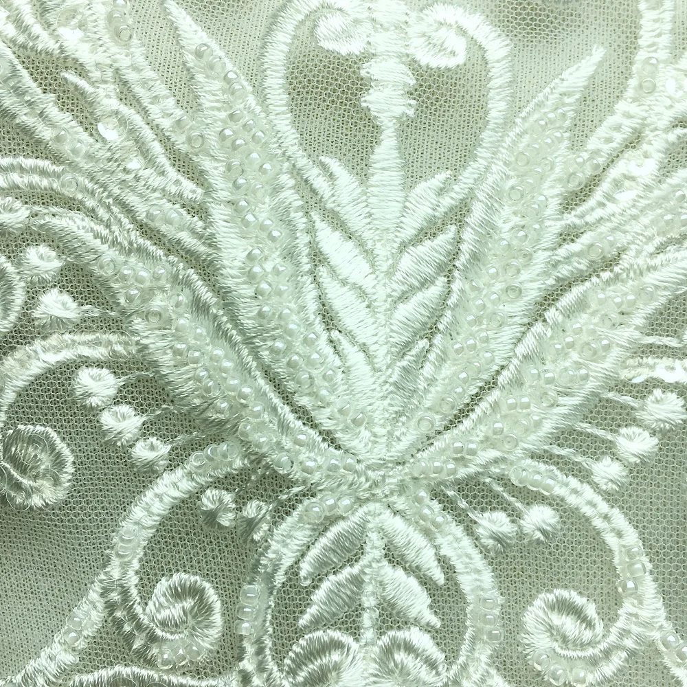 Seeds Beaded Embroidered Lace Patch Sew On Applique Patches For Wedding Dress Embroidery Appliques Parches 45x42cm AC1288 | Дом и сад