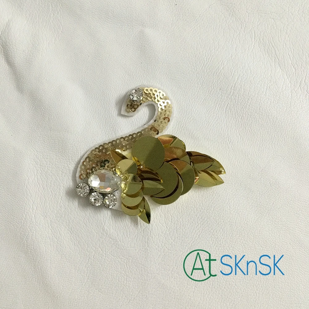 5 шт./лот разноцветные красные фиолетовые блестящие патчи в виде лебедя Пришивные