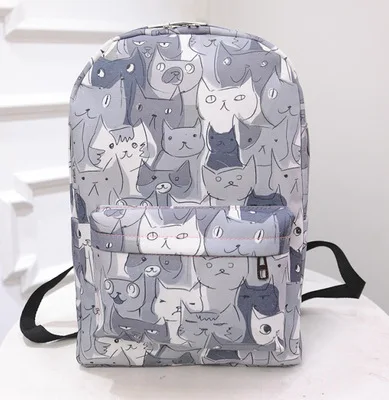 Холщовый Рюкзак с милой кошкой женский студенческий рюкзак опрятный стиль