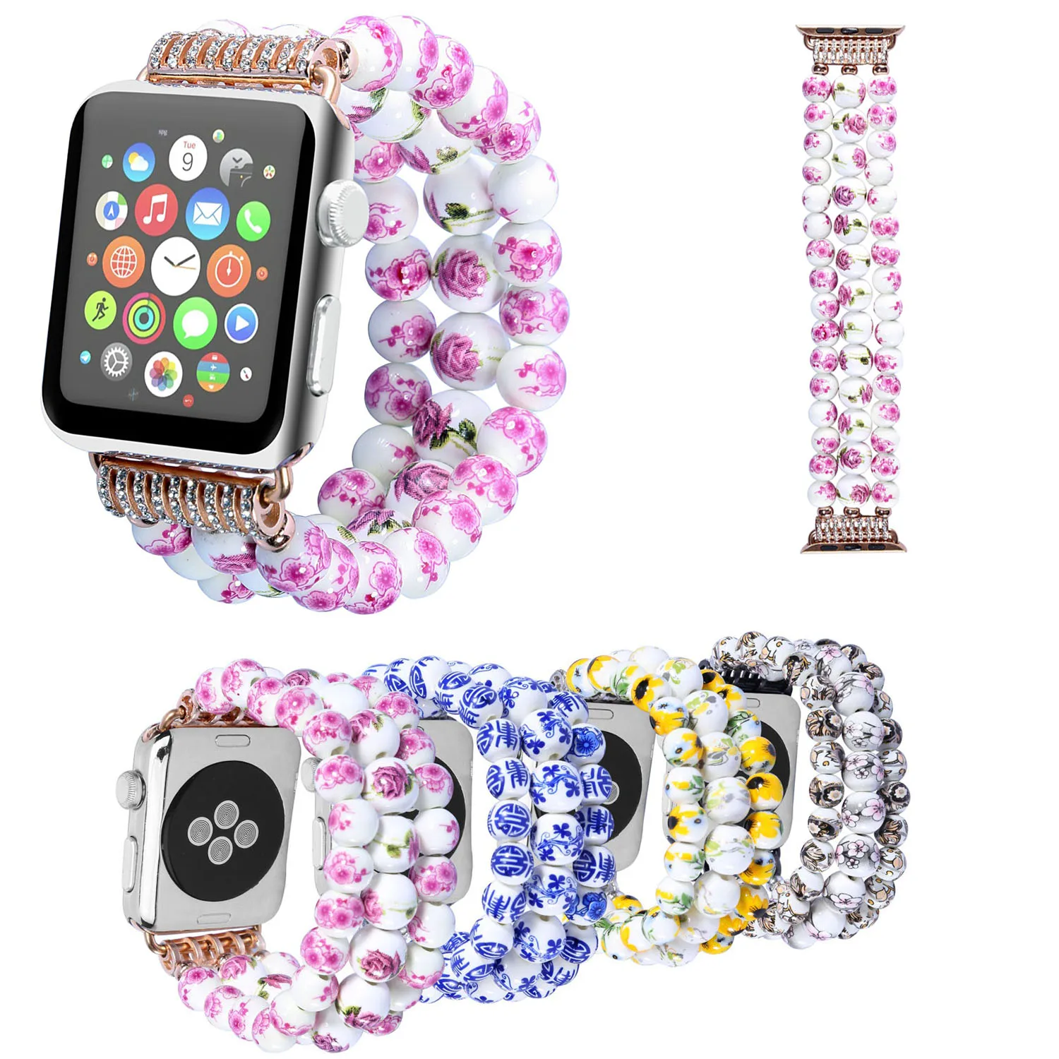 Женский цветочный ремешок ручной работы для Apple Watch Series 1 2 3 Band 42 мм 38 наручных