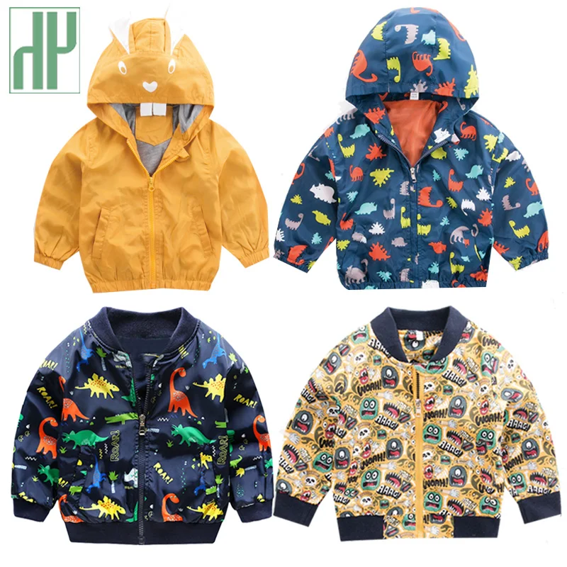 HH Baby boys jacket Cute Dinosaur kids coats Spring Autumn windbreaker toddler girl jackets outerwear Children | Детская одежда и