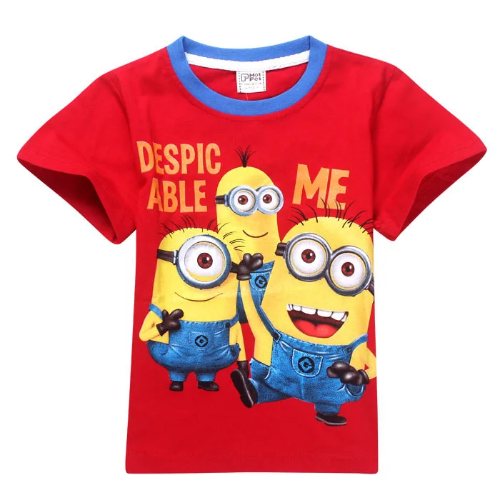 boys girls t-shirt 2014 cartoon anime figure despicable me minions clothes minion costume children's clothing t shirts kids wear | Мать и