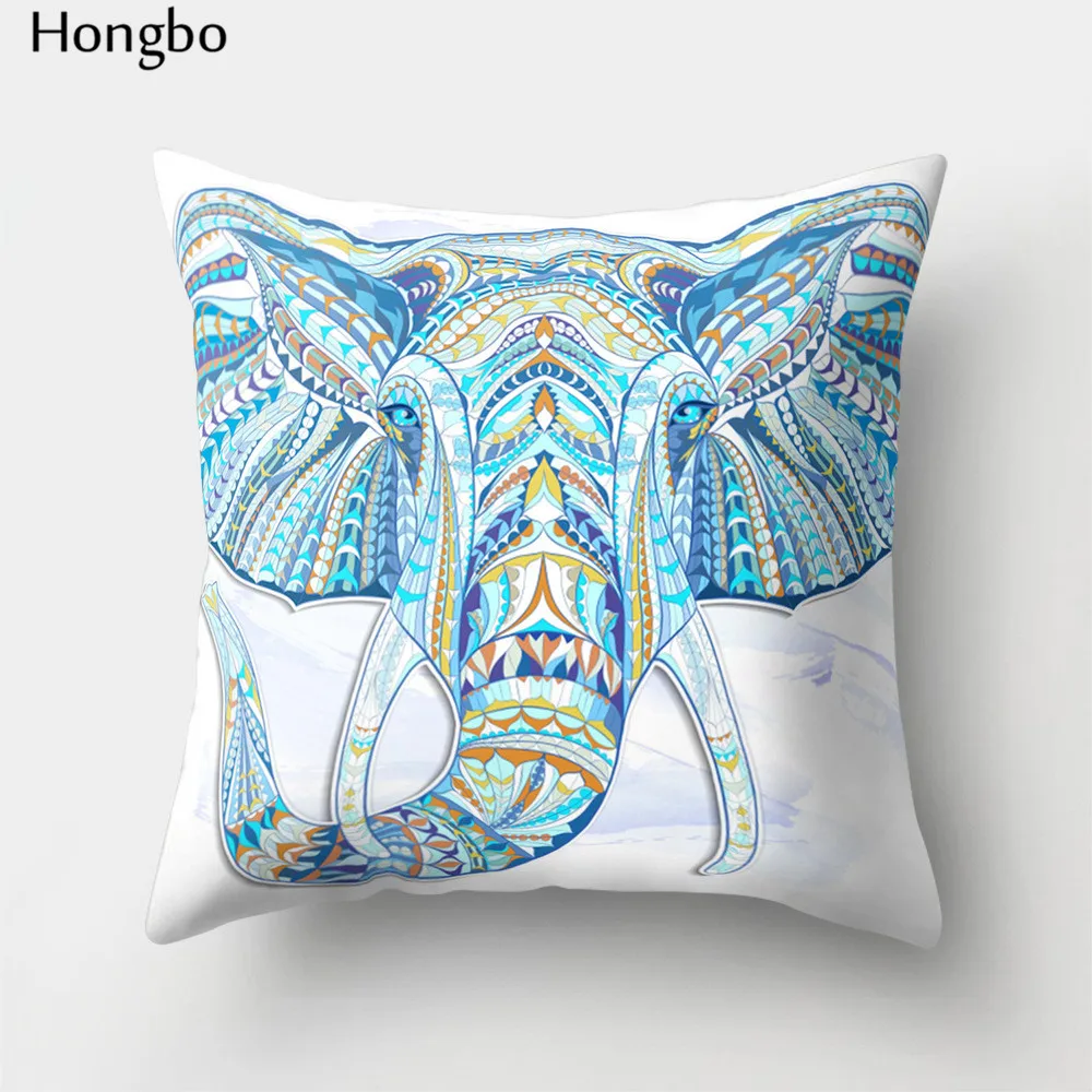 Hongbo 1 шт. цветная Подушка с изображением слона, наволочка для подушки, декоративная наволочка для автомобиля, домашнего дивана, рождественские украшения
