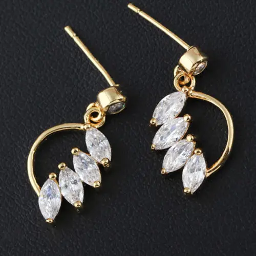 Free Shipping Fashion Womens White Sappire Crystal Wing's Design Dangle Stud Jewelry Earrings 2015 New Arrival Promotion | Украшения и