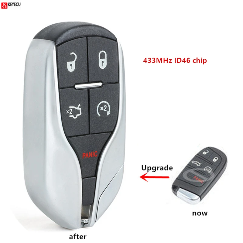 Обновленный запасной дистанционный ключ Keyecu 433 МГц ID46 для Chrysler Jeep Dodge 2011 2012 2013 2015