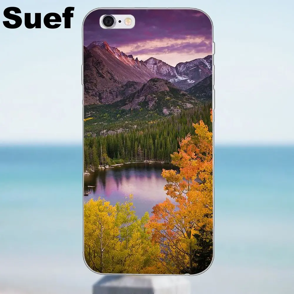 Для iPhone 4 4S 5 5S 5C SE 6 6S 7 8 Plus X Galaxy J1 J3 J5 J7 A3 A5 2016 2017 мягкий оригинальный горный Озеро
