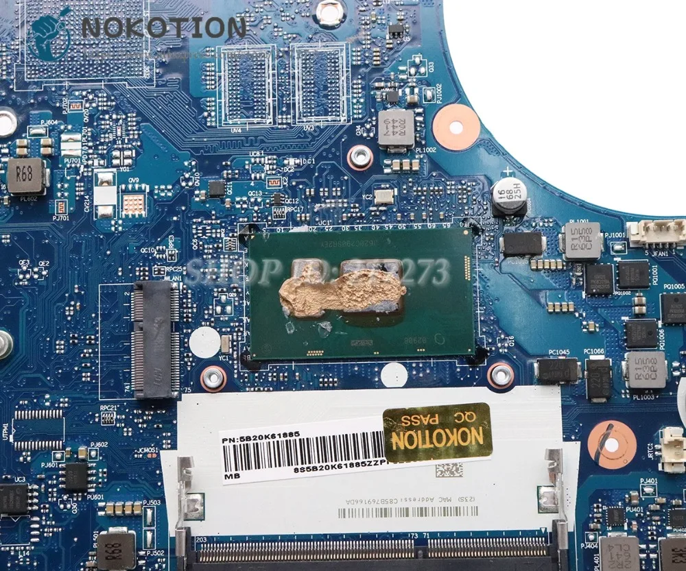 NOKOTION 5B20K61885 BMWD1 NM-A491 материнская плата для ноутбука Lenovo 300-17ISK основная SR2EY I5-6200U CPU