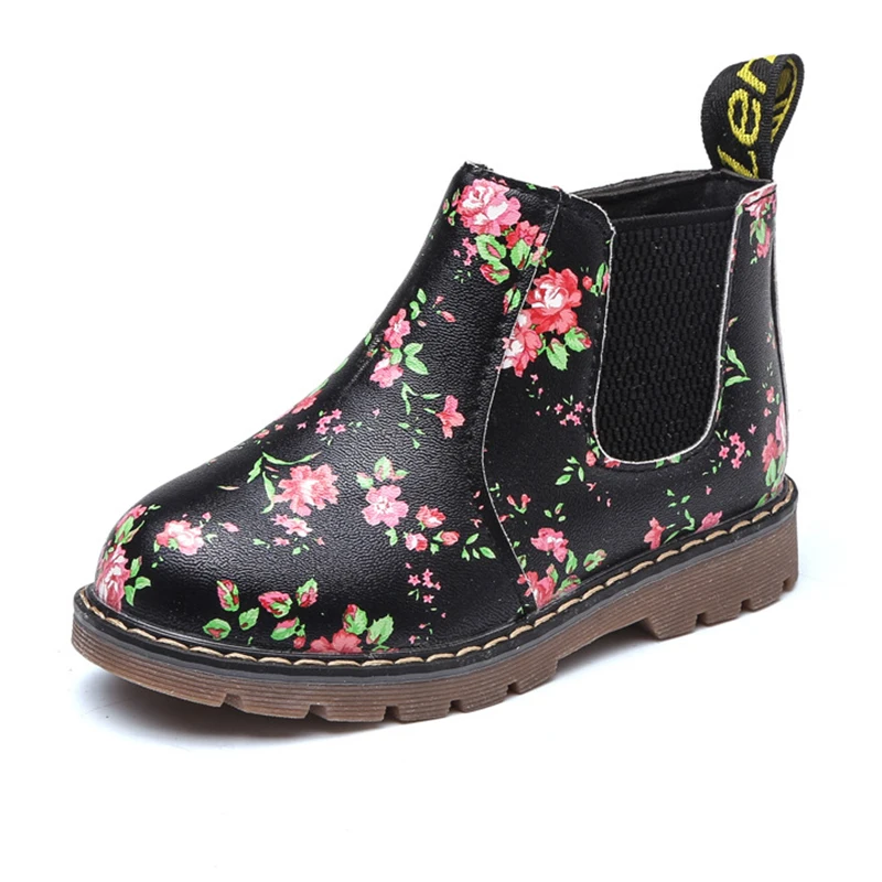 

Ботинки мартинсы COZULMA с принтом для мальчиков и девочек, зимние Нескользящие ботинки с цветочным принтом, ботильоны на молнии