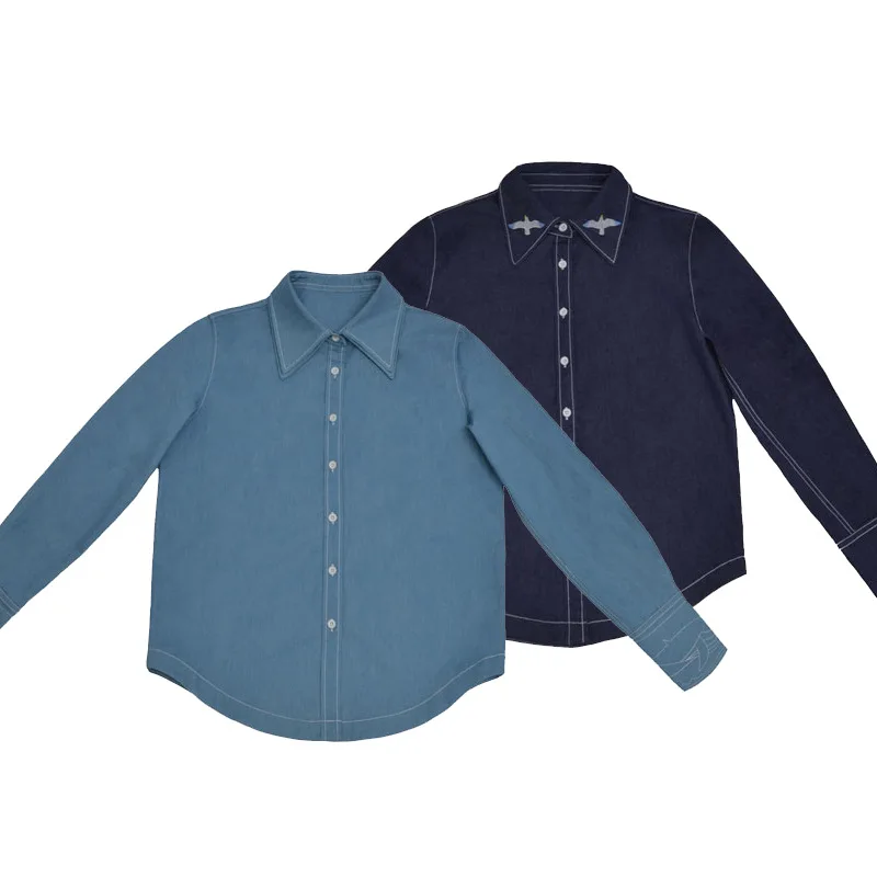 Новая женская джинсовая рубашка Модная стильная повседневная с длинным рукавом