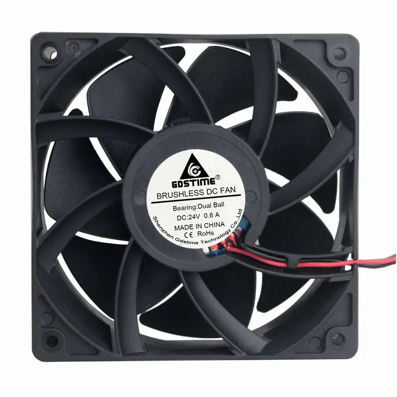 

Gdstime 10 Pcs 120x120x38mm Ball Bearing DC 24V High Pressure Speed 12cm CPU Brushless Cooling Fan 120mm x 38mm 12038B 0.6A
