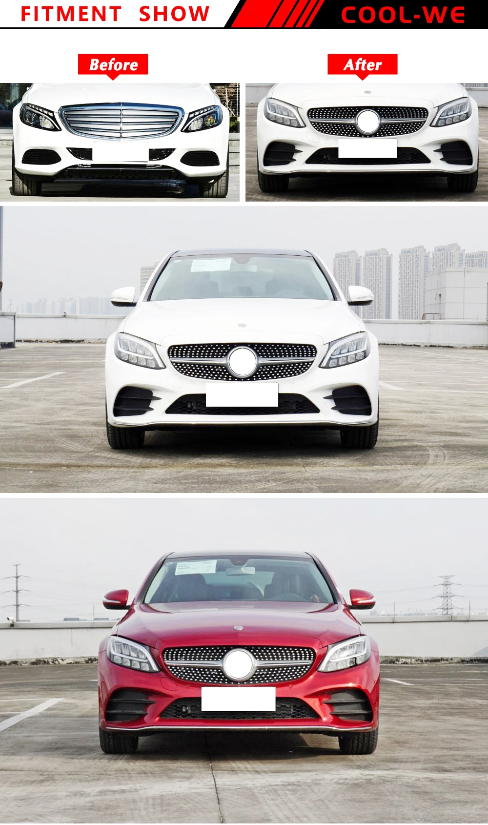 Подходит для Mercedes Benz Алмазная Передняя гоночная решетка W205 C180 C200 C250 C300